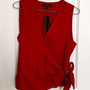 Banana Republic red linen wrap top